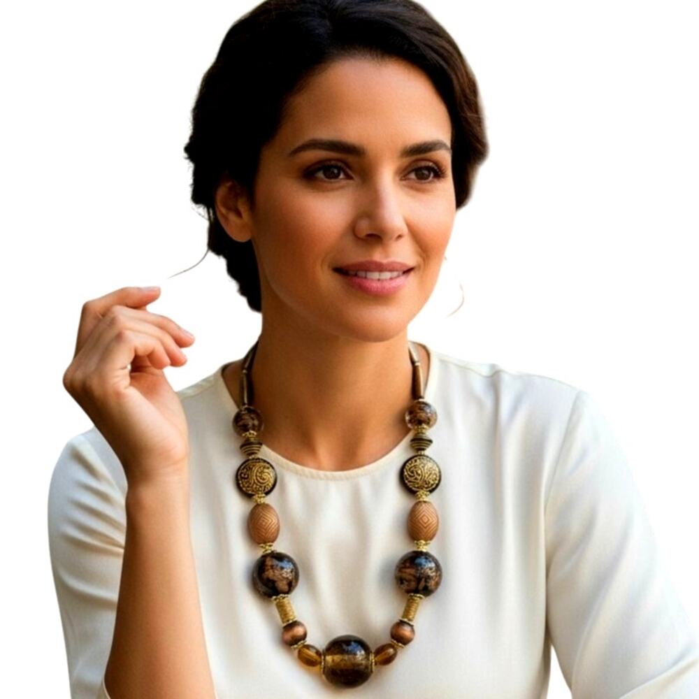 Bronze Murano Glass Statement Necklace | Luxe Bohemian Style